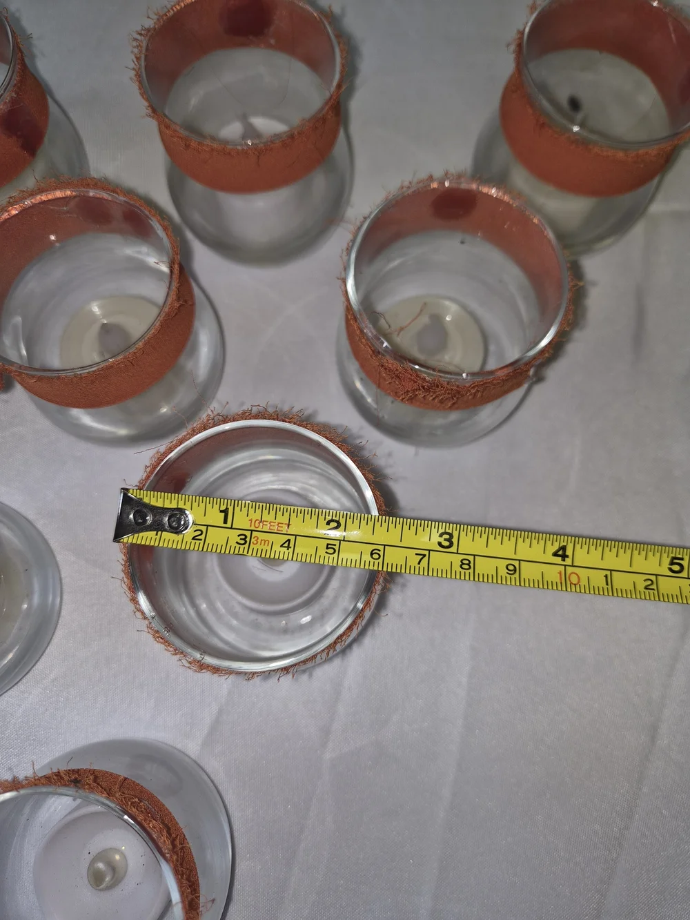Orange Fabric-Trim Glass Votive Candle Holders - Set of 10